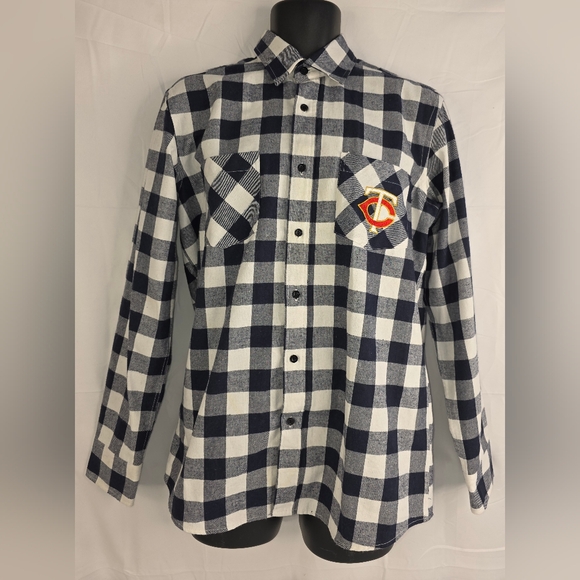 Minnesota Twins Other - Minnesota Twins Checkered Button-Up Plaid Shirt Blue White Size Medium AB-2489